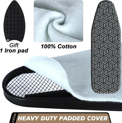 Caius Ironing Board - Compact Full-Size Design | Extra Wide Area & Heavy-Duty Padded Cover