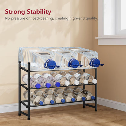 Tajsoon Expandable Shoe Rack - 3-Tier Adjustable & Stackable Metal Organizer | 28"-41" Black Storage Solution