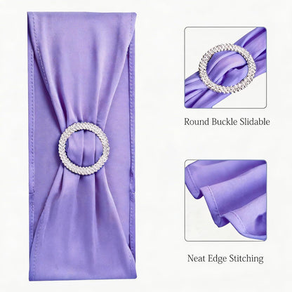 Skiennix Lavender Chair Sashes - Pack of 50 Spandex Light Purple Chair Bows for Weddings & Events