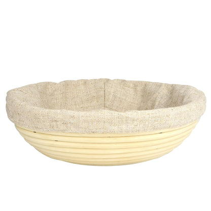 Vollum Bread Proofing Basket Banneton Baking Supplies for Beginners & Professional Bakers, Handwoven Rattan Cane Bread Maker with Linen for Artisan Breads, 11 x 3.5 Inch, 3-Pound Round Brotform