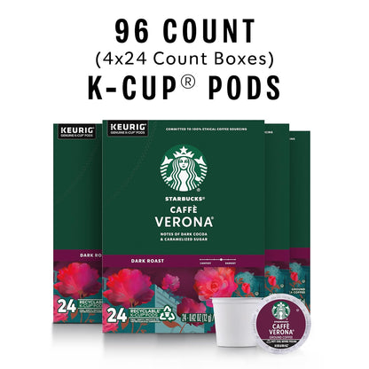 Starbucks K-Cup Coffee Pods - Dark Roast Caffè Verona for Hot or Iced Coffee | 96 Count