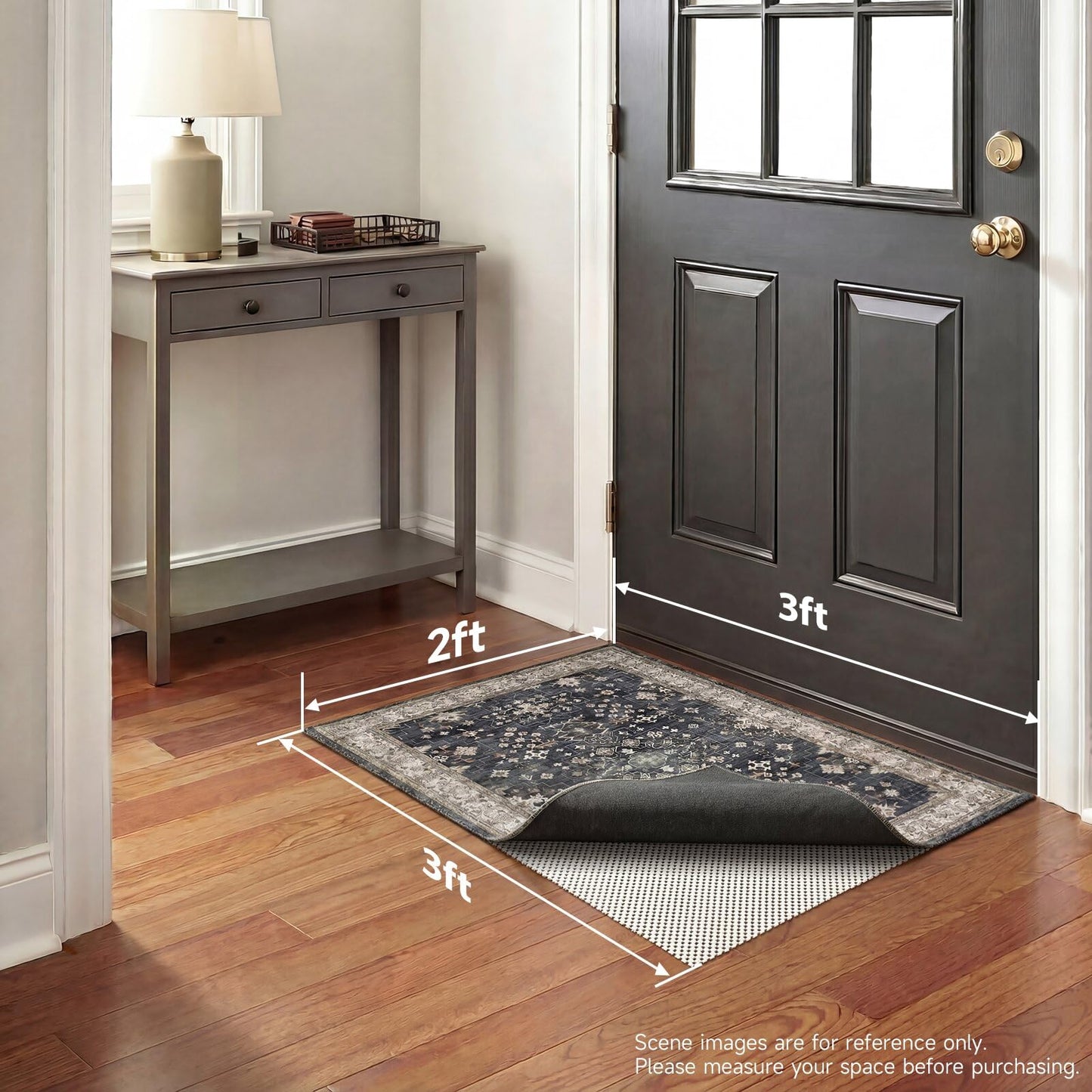 Veken Rug Gripper Pad for Hardwood Floors Tile Floors with 12 Pcs Rug Tape, Thick Cushion Non Slip Rug Pads for Area Rugs, Under Carpet Anti Skid Mat, Keep Your Rugs Safe and in Place, 2x3 Ft