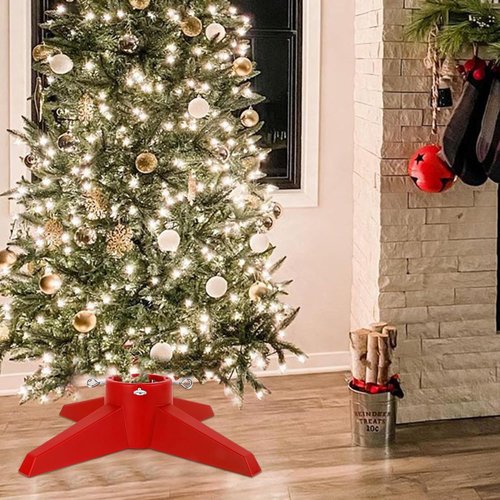 FORUP Christmas Tree Stand - Sturdy Base Holder for Real Trees | Red Color