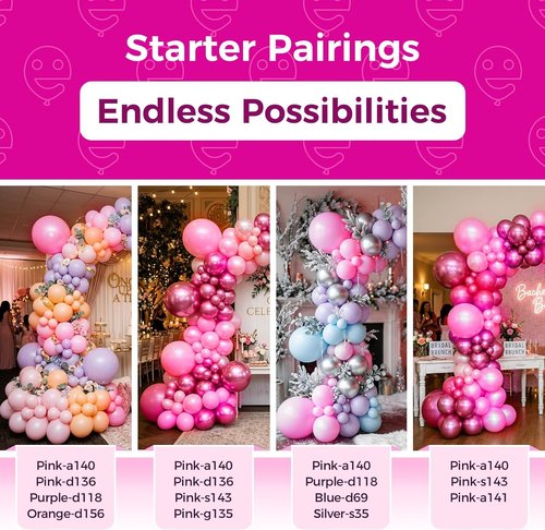 Bezente Pearl Pink Balloons - 100 Pack 12-Inch Round Latex Balloons for Baby Girl Parties & Celebrations
