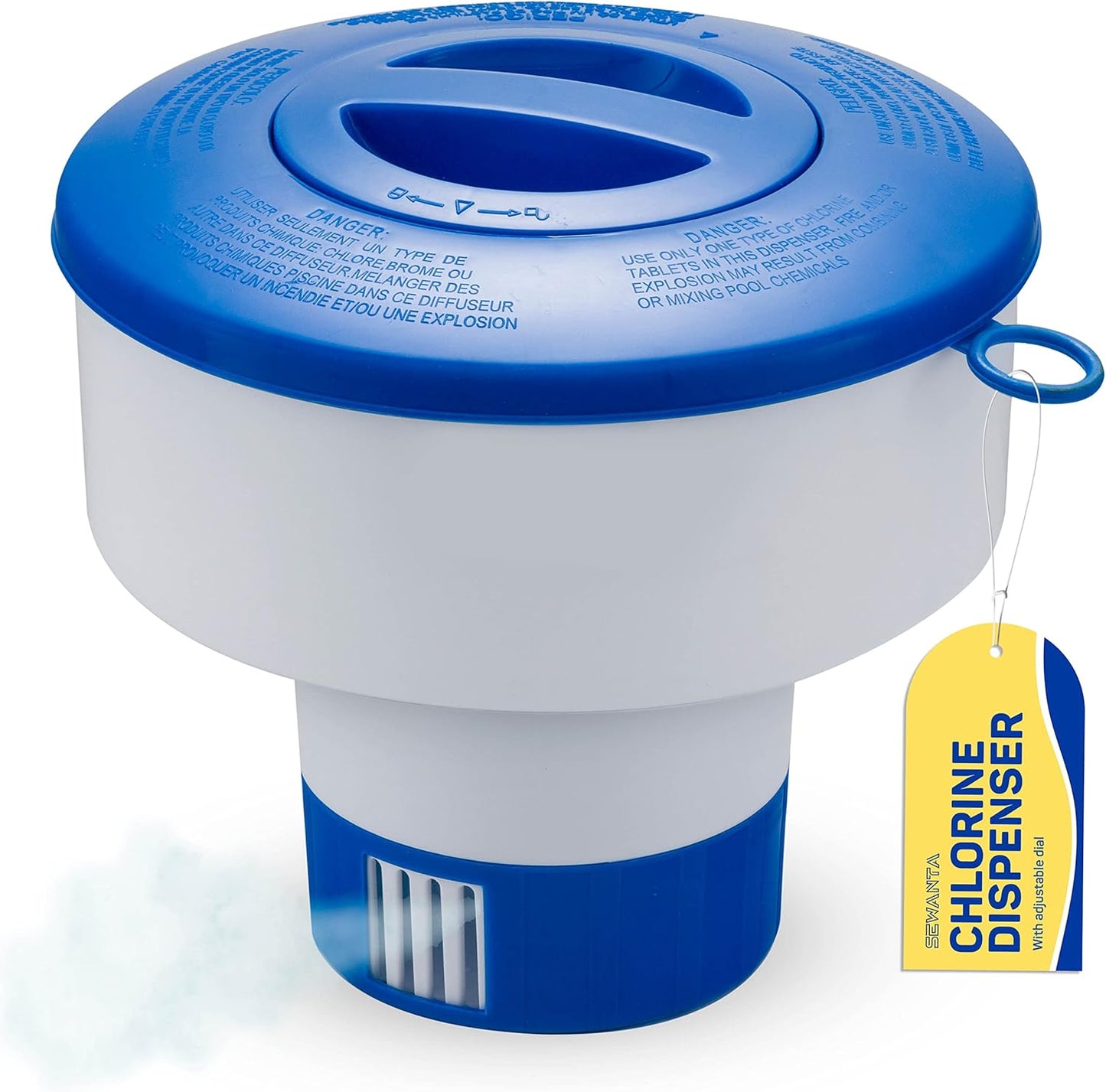 Skiennix Floating Chlorine Dispenser - Adjustable Pool Chlorine Floater for 3" Tablets | 7" Diameter, 3 Tablet Capacity