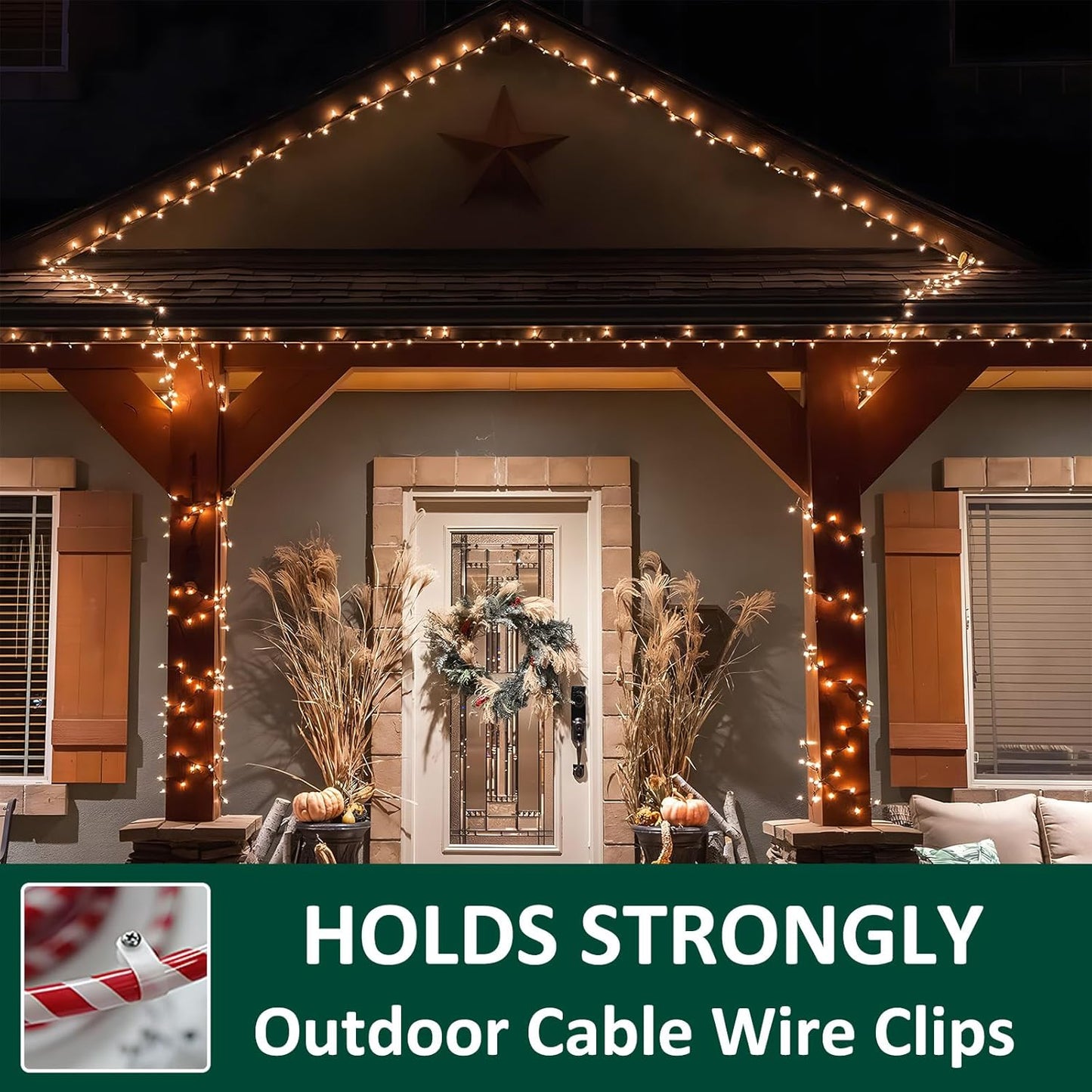 Skiennix 100 Pack Rope Light Clips - Durable P-Style Mounting Clips with Stainless Steel Screws | Ideal for Outdoor Use