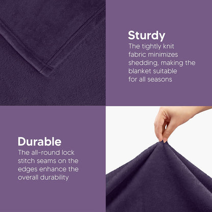 Utopia Bedding Fleece Blanket - Luxury Soft Microfiber Twin Size in Purple | Anti-Static 300GSM (60x80 Inch)
