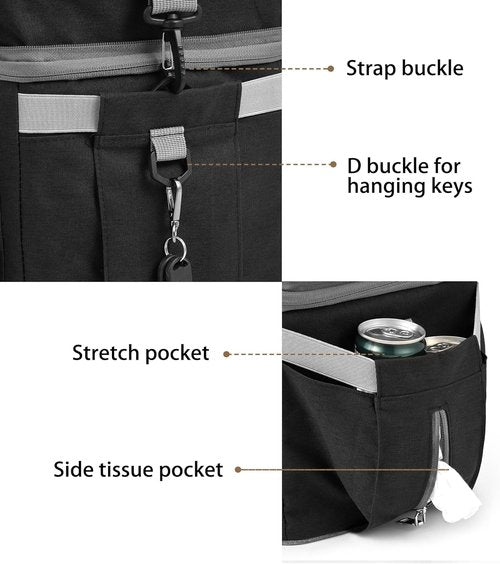 EXLIFBAG Insulated Lunch Box - Double Deck Leakproof Cooler for Adults | Adjustable Shoulder Strap, Black