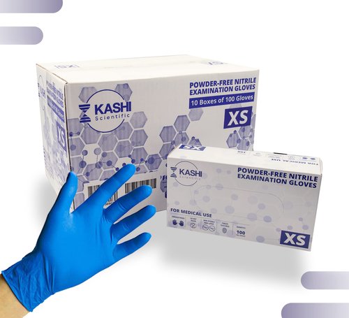 Kashi Scientific Medical Examination Nitrile Gloves - Medium - Powder-Free, Latex-Free, Finger Tip Textured, 4mil Thick Blue Glove, Patient & Food Safe - 10 Box of 100 Gloves, Case of 1000