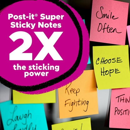 Post-it Super Sticky Notes - 24 Pads | 3 x 3 in. | Supernova Neons Collection - 2X Sticking Power