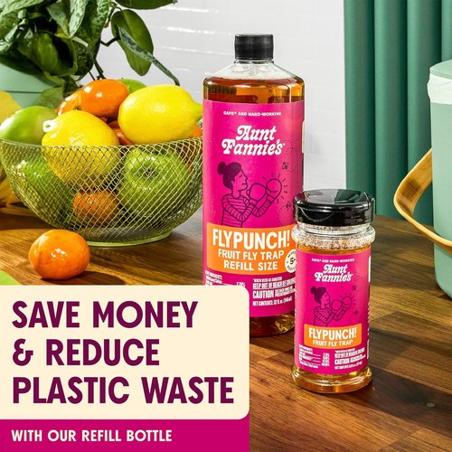Aunt Fannie's FlyPunch Fruit Fly Trap - Plant-Based, Safe for Food, Lasts 30 Days | 1 Bottle