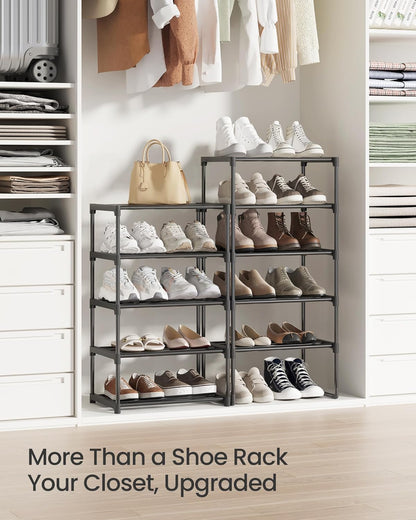 SONGMICS 10-Tier Shoe Rack - Versatile Metal Organizer for 11-22 Pairs | Black, 11.8 x 17.7 x 68.5 Inches