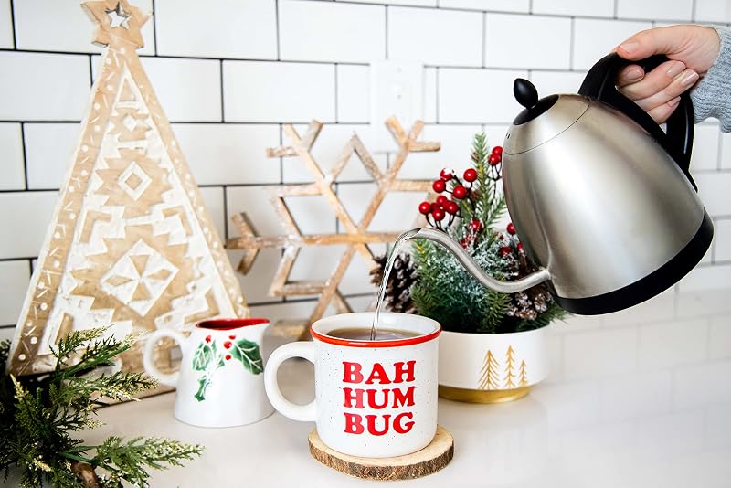 Bah Hum Bug Mug - 15 oz Speckled Ceramic Coffee Cup by Pearhead (Variation of THIS listing: Bah Hum Bug Mug)