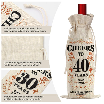 SpringWhisper 2Pcs 40th Birthday Gifts for Women Men Back in 1984 Birthday Gift 40 Years Old Gift Birthday Decoration Wine Bag Gift for Her Him Wine Gift Bag 40th Turning 40