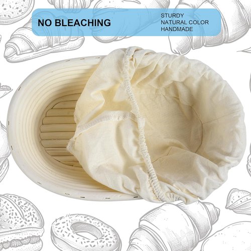 Banneton 10-Inch Oval Bread Proofing Basket - Handmade Rattan Sourdough Bowl Set (3 Pcs)