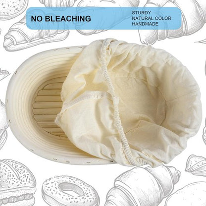 Banneton 10-Inch Oval Bread Proofing Basket - Handmade Rattan Sourdough Bowl Set (3 Pcs)