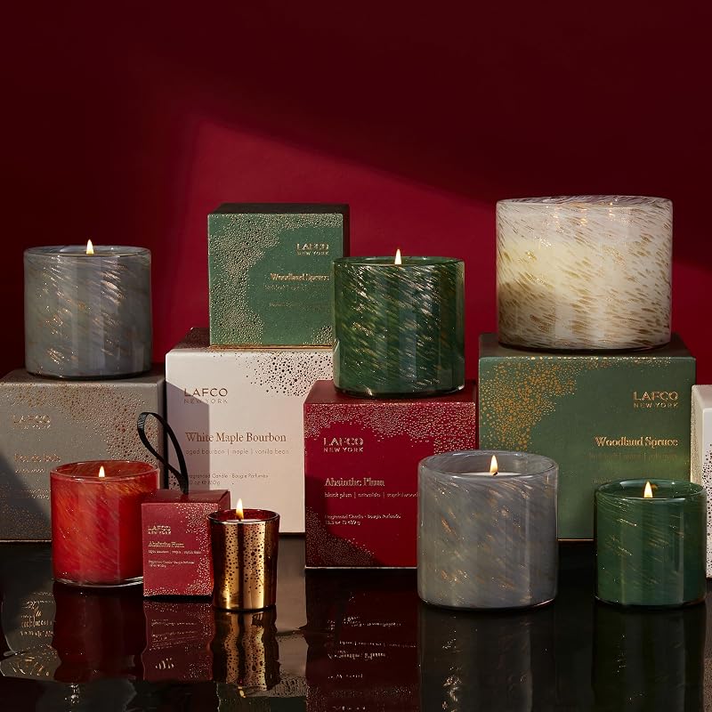 Lafco New York Holiday Candle Duo - Absinthe Plum & Woodland Spruce, 6.5 oz Each