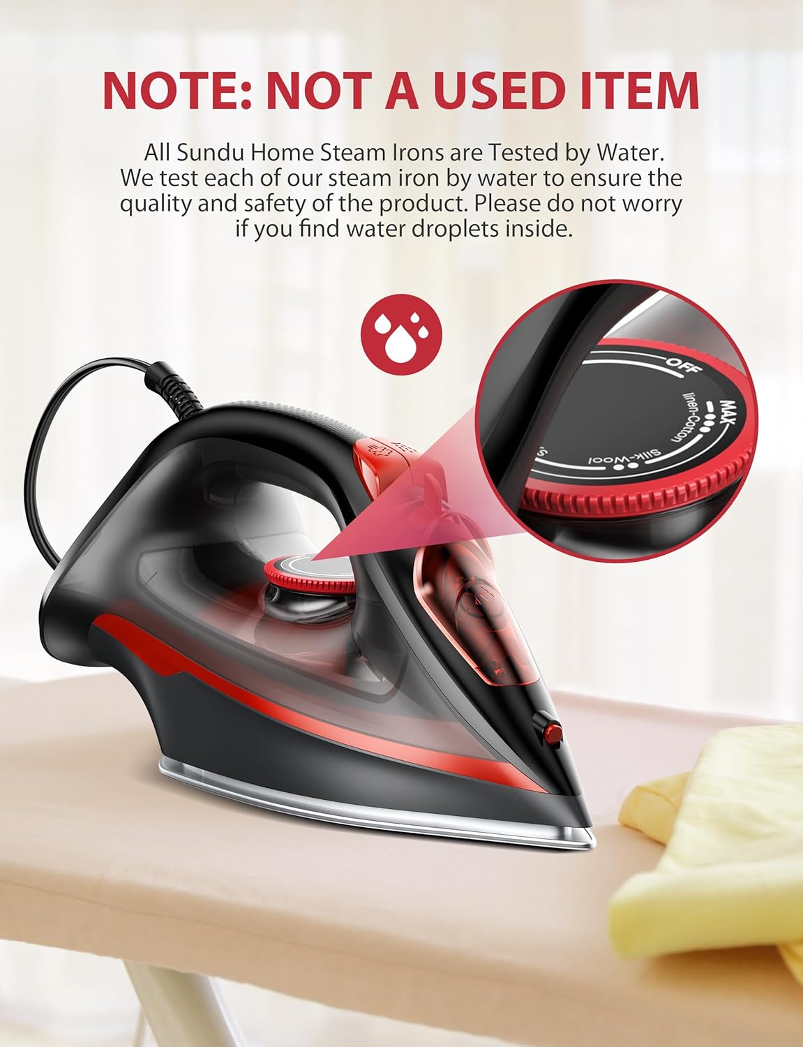 Skiennix Steam Iron - 1500W Powerful with Ceramic-Coated Soleplate, Auto Shutoff & Self-Cleaning