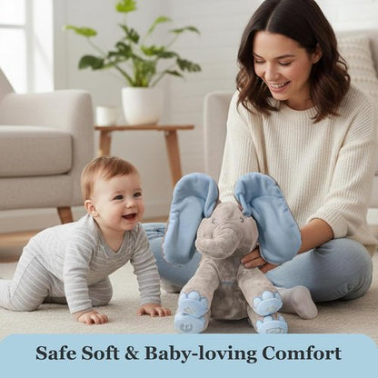 Dimple Kyle Peek-A-Boo Elephant Toy - Interactive Singing Plush with Moving Ears | Adorable Musical Stuffed Animal for Babies and Toddlers
