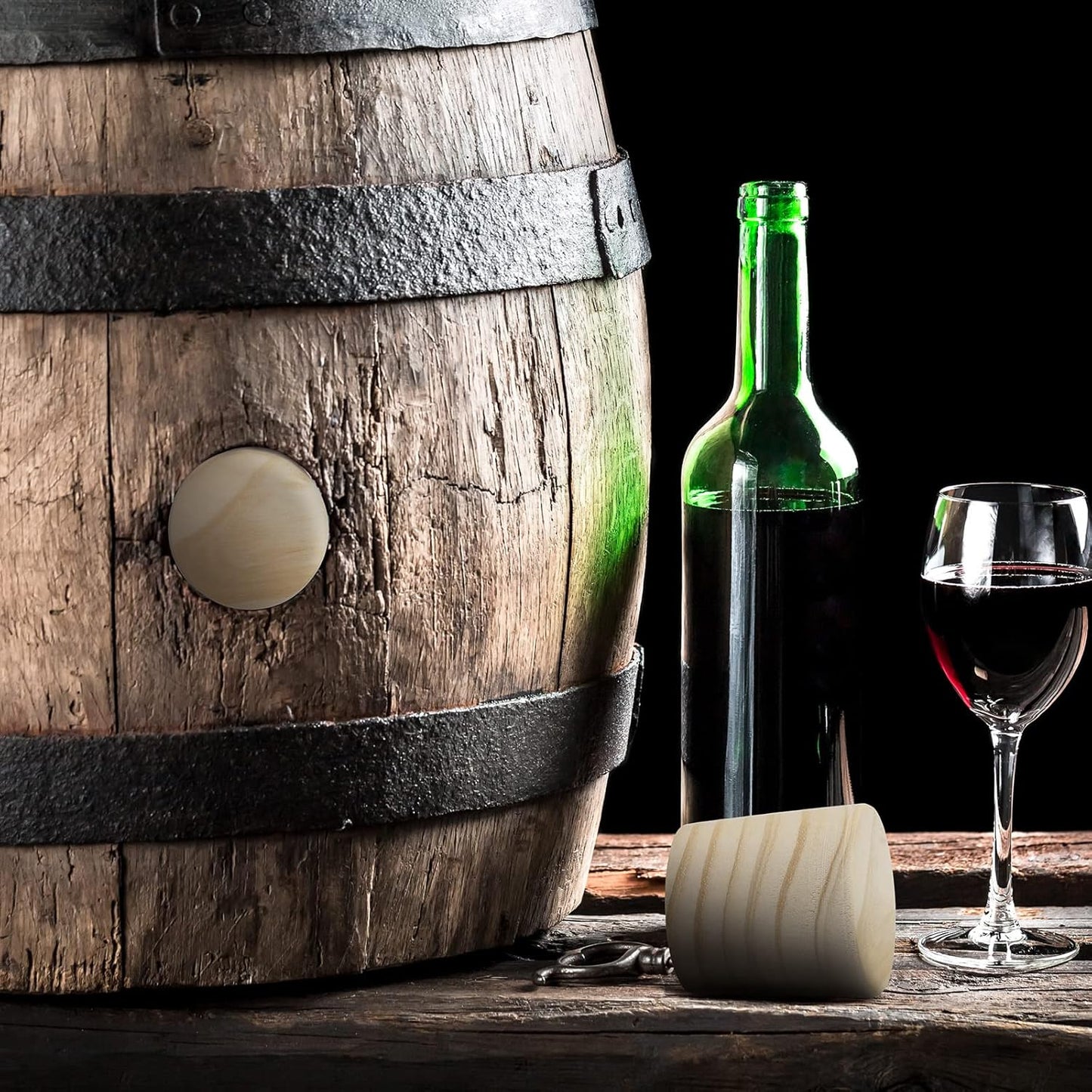 Weysat 2 Pcs Wine Barrel Cork Plug Stopper 2 Inch Whiskey Barrel Bung Hole Plug Oak Wood for Whiskey Beer Bottle Crafts