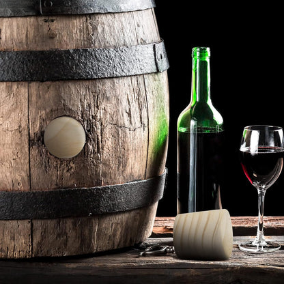 Weysat 2 Pcs Wine Barrel Cork Plug Stopper 2 Inch Whiskey Barrel Bung Hole Plug Oak Wood for Whiskey Beer Bottle Crafts