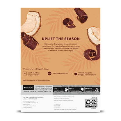 Starbucks K-Cup Coffee Pods, Toasted Coconut Mocha Flavored Coffee for Keurig Brewers, 100% Arabica, Limited Edition, 6 Boxes (60 Pods Total)
