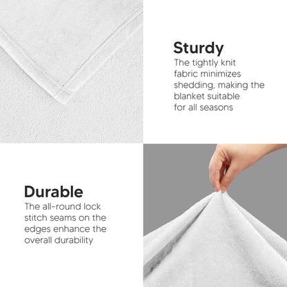 Utopia Bedding Fleece Blanket Queen Size White (90x90 Inches) Ultra Soft Warm Lightweight Microfiber Breathable Anti-Static Cozy Winter Bed Blanket, All-Season Home Decor Gift for Men & Women