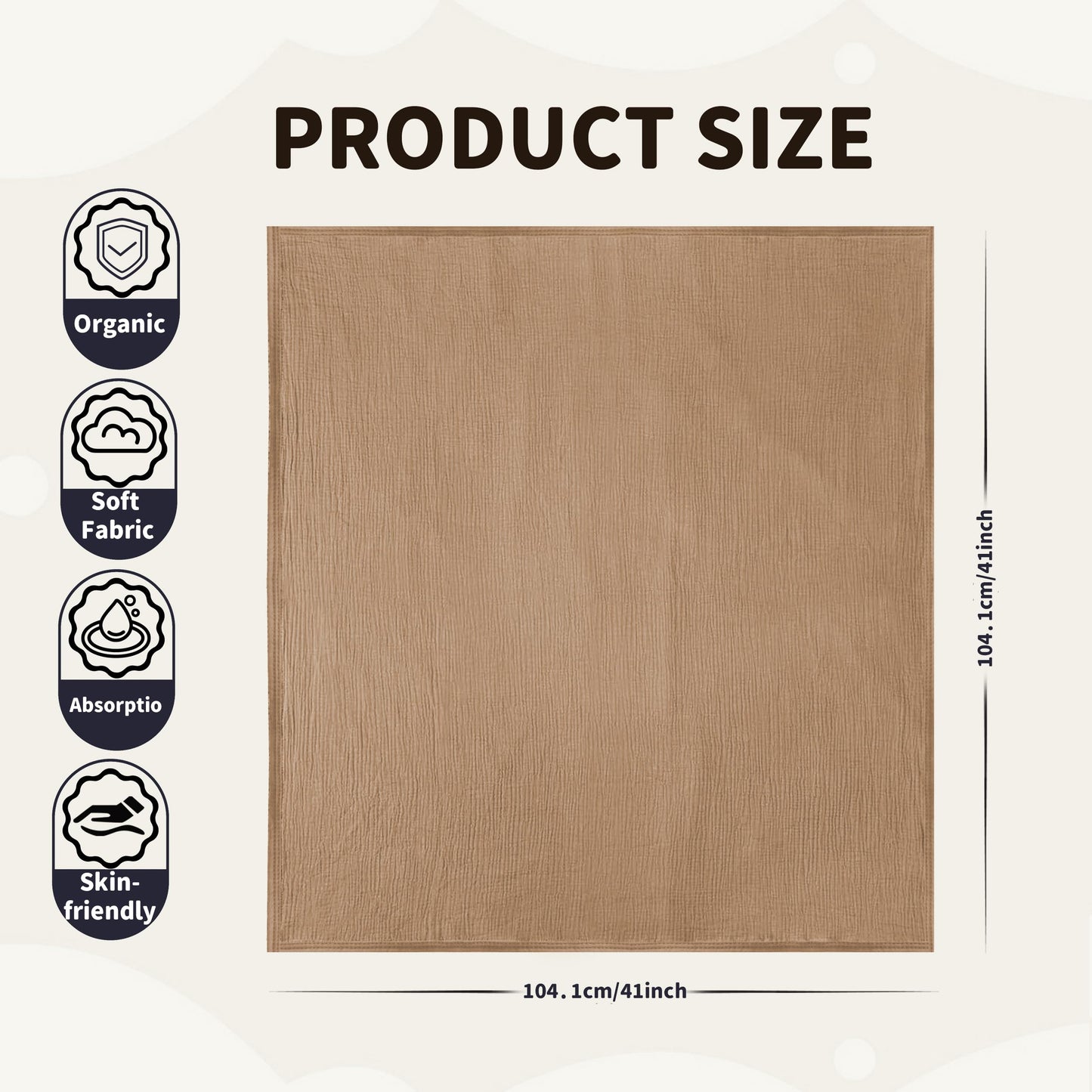 Muslin Swaddle Blankets for Newborn, 2 Pack Breathable Soft Receiving Blanket, Large 41 x 41 inches Swaddle Wrap Burping Clothes, Essentials Infant Shower Items. (Beige & Coffee)