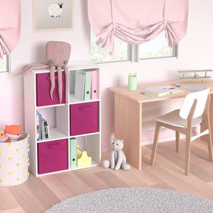 ClosetMaid Cubeicals 6-Cube Storage Shelf Organizer - Stackable Wood Bookshelf in White Finish