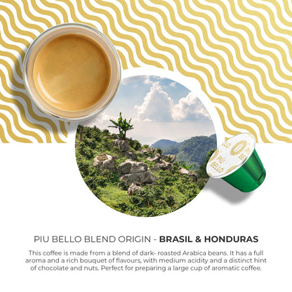 Piu Bello Coffee Pods - Nespresso Machine (Original) Compatible Capsules Pack - Rich & Balanced Taste - Strong Italian Espresso Flavored - Kosher Certified (60 Count Single Flavor) (PIU BELLO Blend)