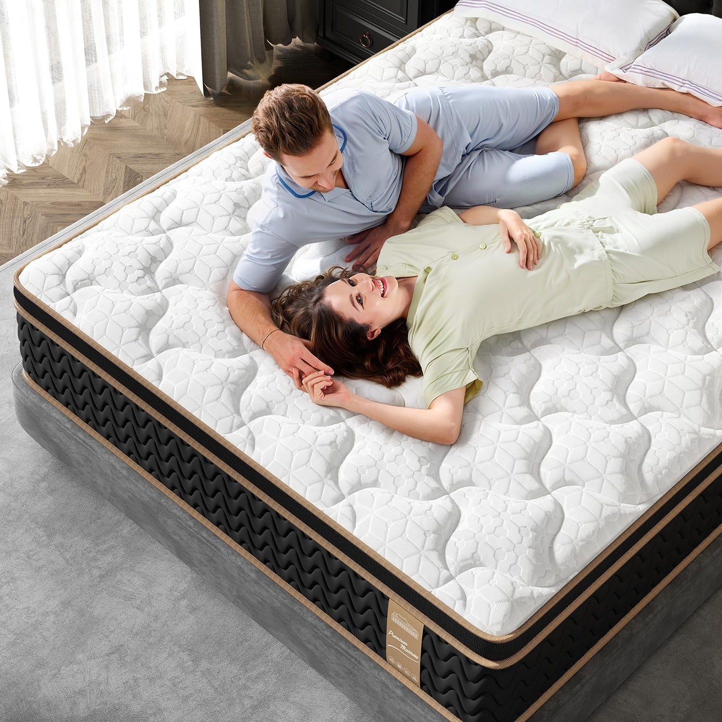 Queen Mattress - 12 Inch Cooling Hybrid Bed in a Box | 7-Zone Pocket Spring for Motion Isolation & Support