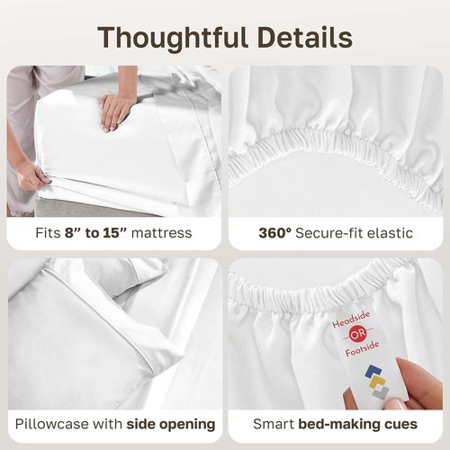 California Design Den Twin XL Bed Sheet Set - 100% Soft Cotton, 400 Thread Count, Silky Sateen - Antique White