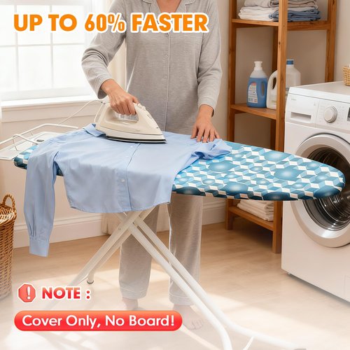 Ironing Board Cover and Pad, 15x54 Standard Size Thick Iron Padding, Scorch & Stain Resistant Ironing board cover, Heavy Duty Iron Board Padded with Adjustable Fasteners Elastic Edge, Berry Blue