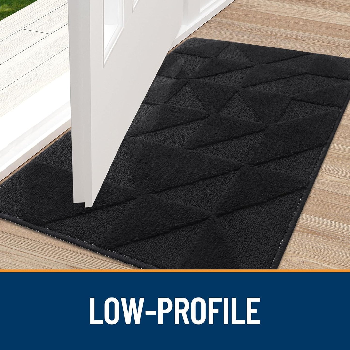 OLANLY Indoor Door Mat - Non-Slip, Absorbent & Dirt-Resistant | Washable Low-Profile Entry Doormat (32x20 inches, Black)
