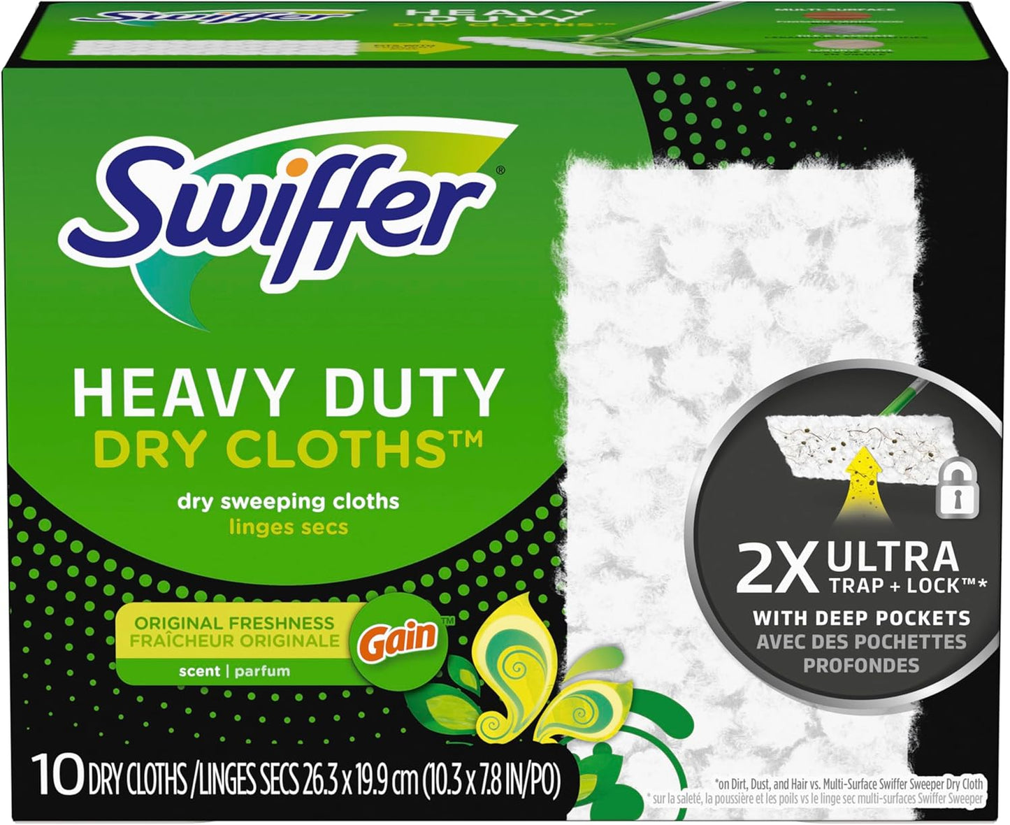 Swiffer Sweep + Mop Dry Pads Refill - Heavy Duty Floor Cleaner for Dirt & Dust | 40ct Gain Scent