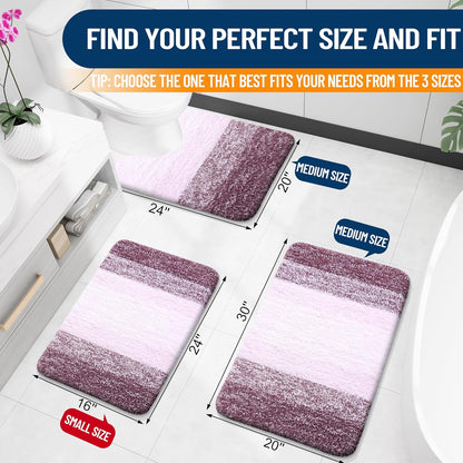 OLANLY Small Bathroom Rugs - Extra Soft Microfiber Mat 24x16 | Quick Dry & Machine Washable, Mauve