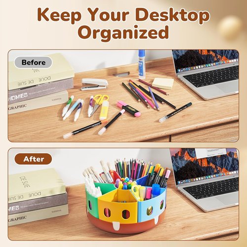 GAMENOTE Rotating Art Supplies Organizer - Lazy Susan for Kids' Desk & Classroom Storage (Large)