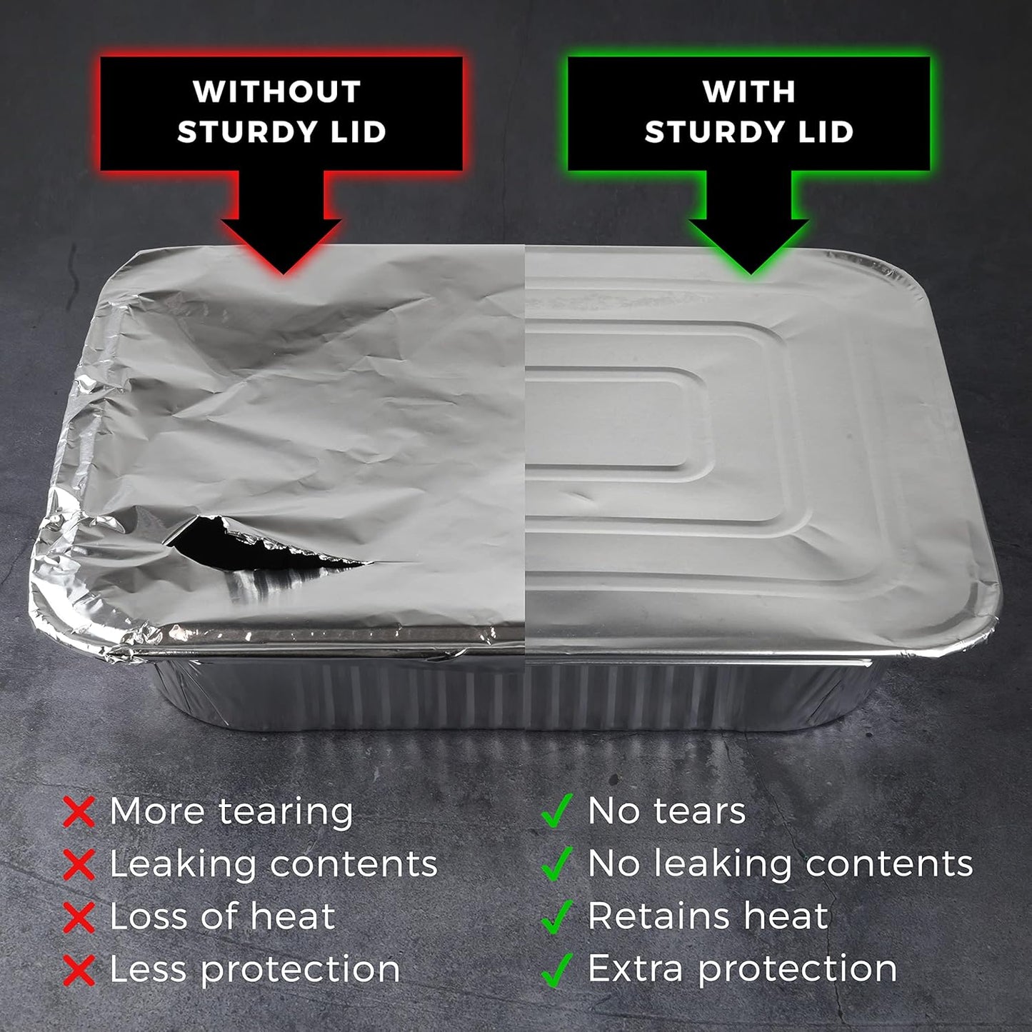 NYHI 9x13 Aluminum Pans With Lids - Disposable Half Size Foil Pans for Catering & Baking | 10 Pack