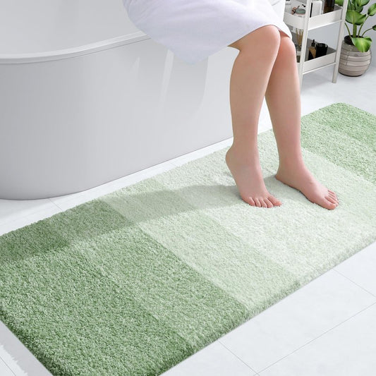 OLANLY Bathroom Runner Rugs Mat 59x24, Extra Soft Absorbent Microfiber Bath Rugs, Rubber Backing, Quick Dry, Washable Long Bath Mats for Bathroom, Tub and Shower, Home Decor Accessories, Sage Green