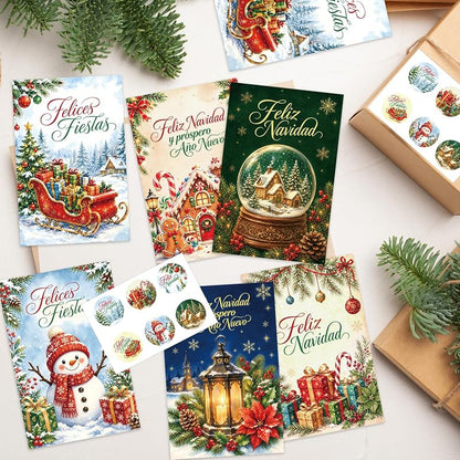 Spanish Christmas Cards with Envelopes & Stickers 24PCS - Variation: Spanish Christmas