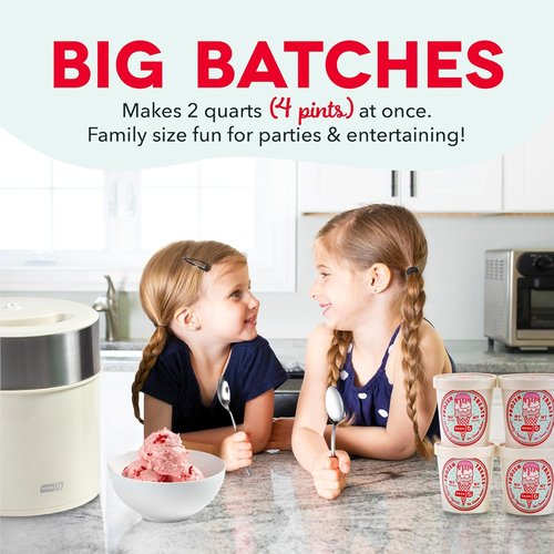 Dash Deluxe Gelato & Ice Cream Maker - One-Touch Churning, Easy Clean - 2 Quart Capacity, Cream