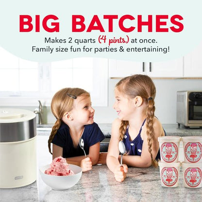 Dash Deluxe Gelato & Ice Cream Maker - One-Touch Churning, Easy Clean - 2 Quart Capacity, Cream