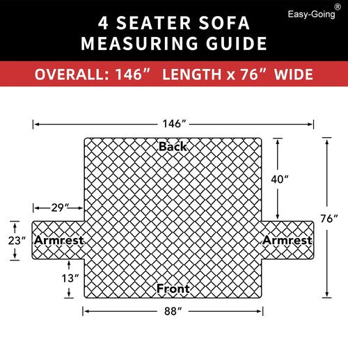 Easy-Going 4 Seater Sofa Slipcover Reversible Sofa Cover Water Resistant Couch Cover with Foam Sticks Elastic Straps Furniture Protector for Pets Children Dog Cat (XX-Large, Army Green/Beige)