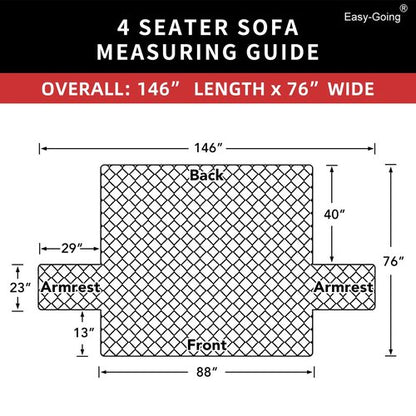 Easy-Going 4 Seater Sofa Slipcover Reversible Sofa Cover Water Resistant Couch Cover with Foam Sticks Elastic Straps Furniture Protector for Pets Children Dog Cat (XX-Large, Army Green/Beige)