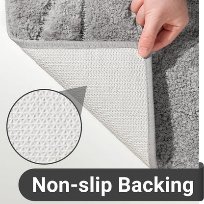 DEXDE Bathroom Rugs - Ultra Long Non-Slip Runner Mat 24x60 in Light Grey | Soft, Absorbent Microfiber for Quick Drying