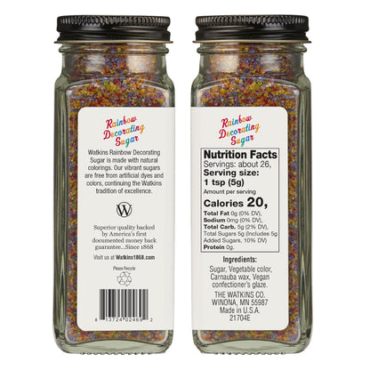 Watkins Rainbow Decorating Sugar - Non-GMO Sweetener | 4.6 Ounce Pack of 3