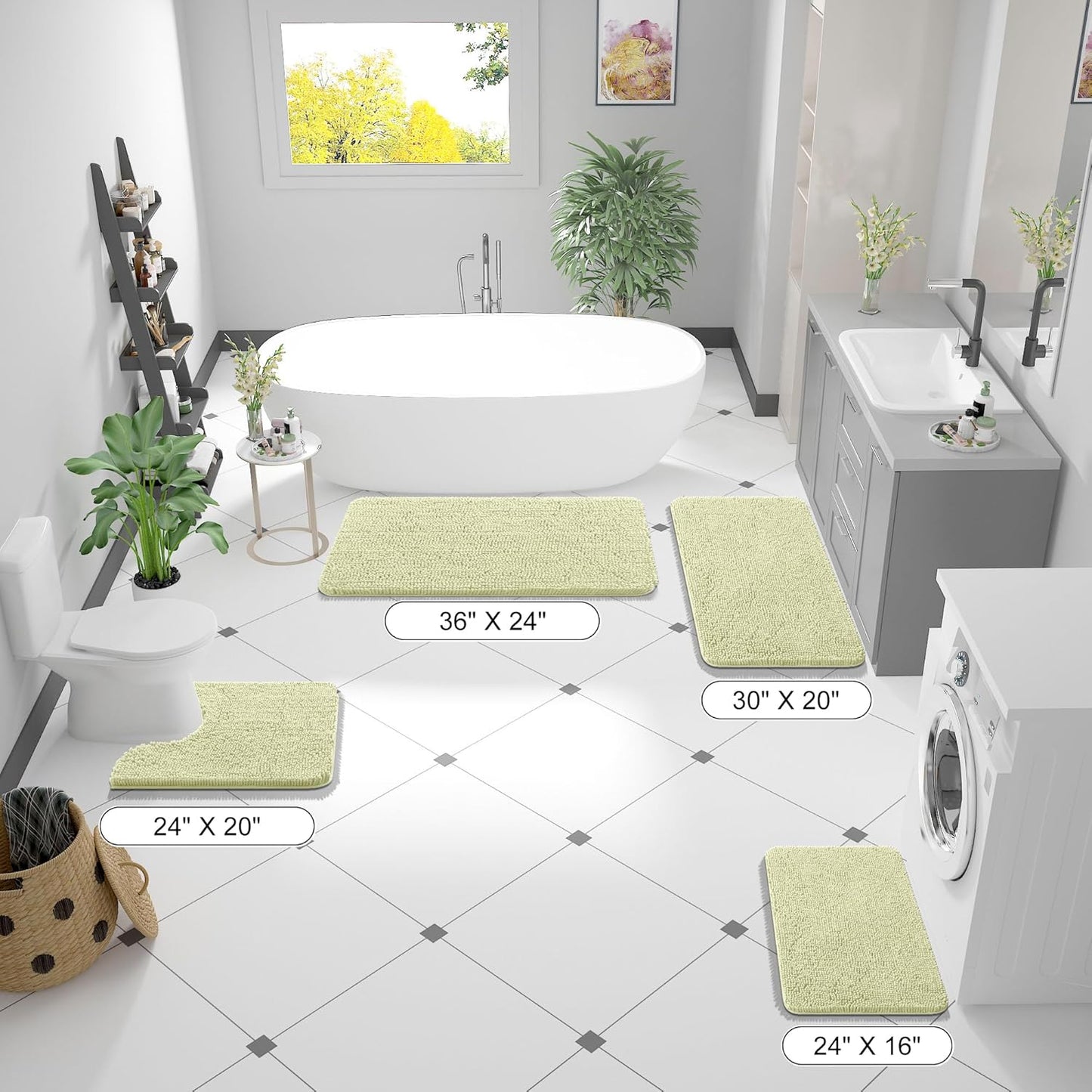 OLANLY Bath Rugs - Extra Soft Chenille | Quick-Dry, Machine Washable, 24x16, Vanilla Color