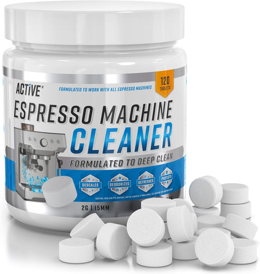 ACTIVE Espresso Machine Cleaning Tablets - 120 Tabs | Descaling Solution for Breville, Gaggia, Delonghi & More