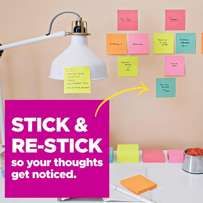 Post-it Super Sticky Notes - 24 Pads | 3 x 3 in. | Supernova Neons Collection - 2X Sticking Power