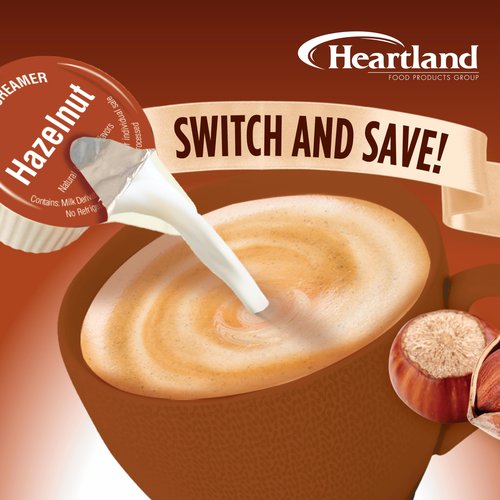 Heartland Non Dairy Liquid Coffee Creamer, Hazelnut, 200 Single Serve Cups, Shelf Stable, No Refrigeration